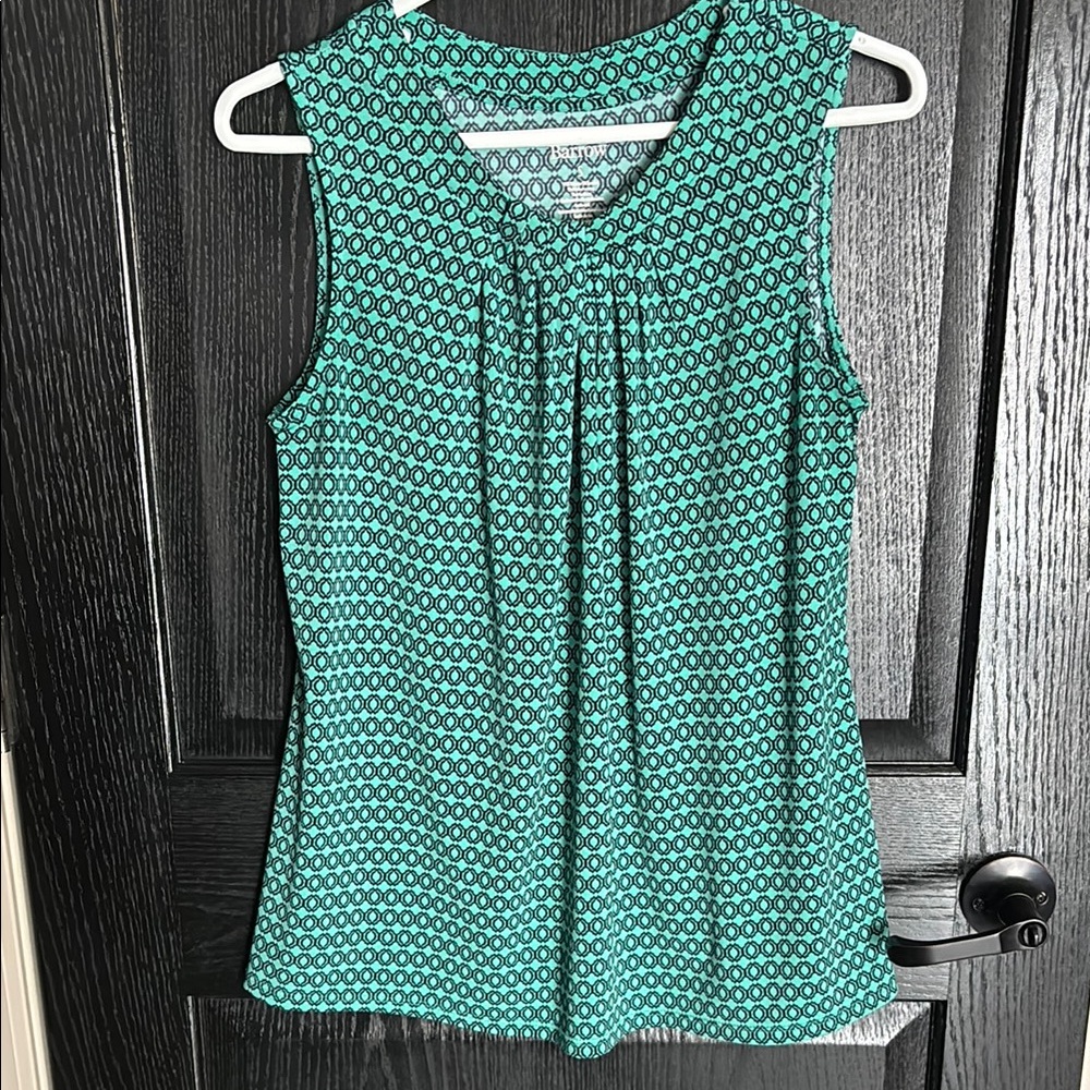 Croft & Barrow Green Pleated Sleeveless Blouse